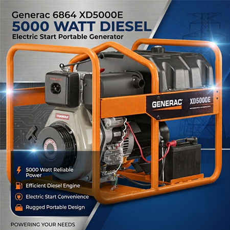 Generac 6864 XD5000E 5000 Watt Diesel Portable Generator